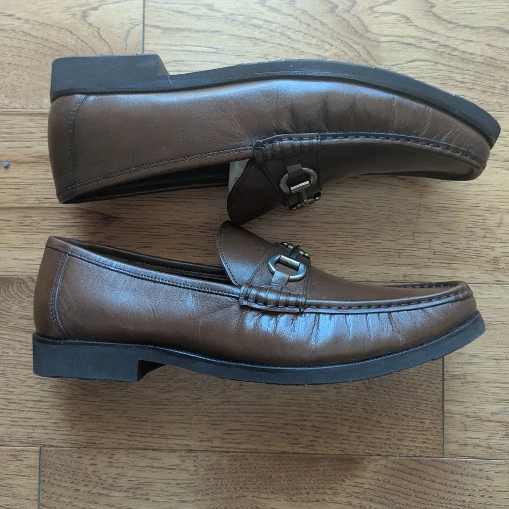 Florsheim Horsebit Loafers Brown Leather Moc Toe Slip On Mens 10.5 D Old Money